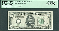 Fr.1960-D*, 1934D $5 Federal Reserve Star Note, Gem, PCGS66-PPQ